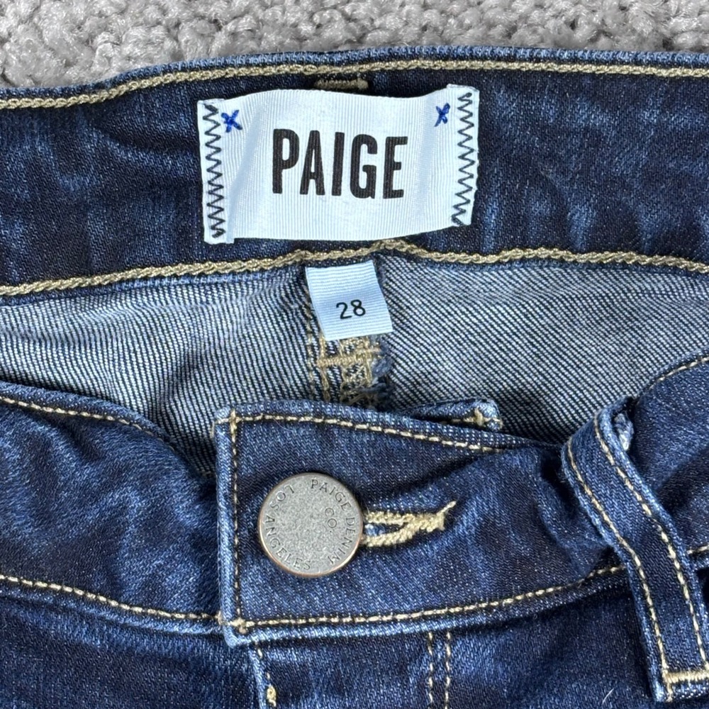 Paige Denim Dark‎ Wash Mid Rise Roll Cuff Bermuda Shorts Womens Size 28 - Picture 2 of 11